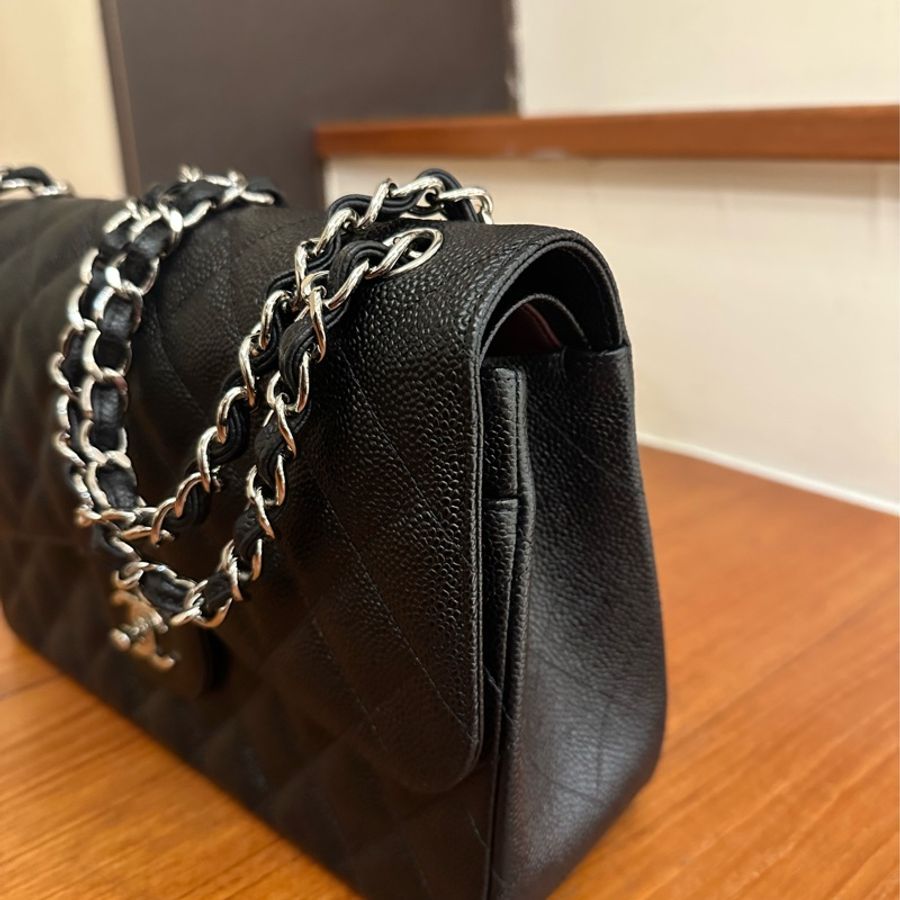 CHANEL 專櫃40萬🙄黑荔枝銀雙C JUMBO-1