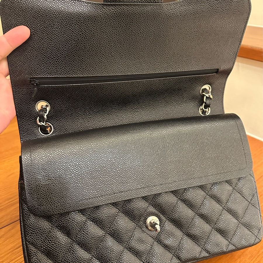 CHANEL 專櫃40萬🙄黑荔枝銀雙C JUMBO-8
