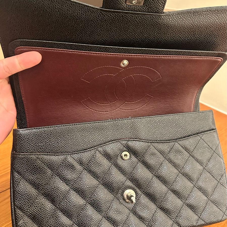 CHANEL 專櫃40萬🙄黑荔枝銀雙C JUMBO-9