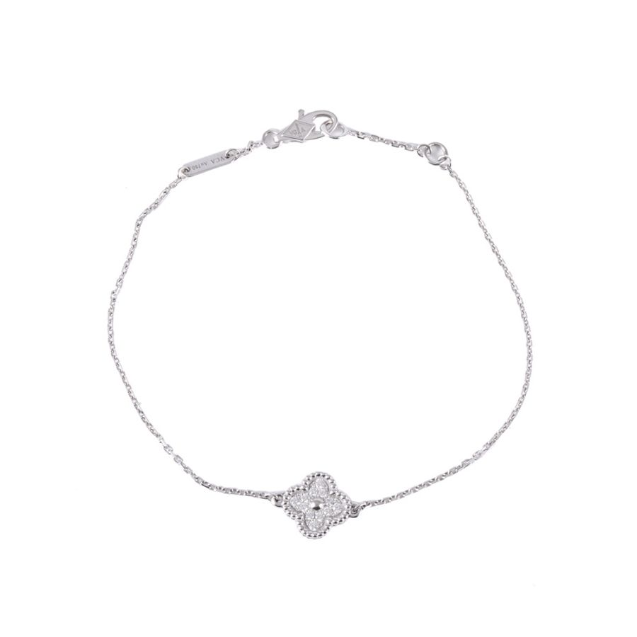VAN CLEEF&ARPELS(梵克雅寶)Sweet Alhambra Sweet Alhambra 小號單花手鏈 滿鑽 18K白金/鑽石 白金-5
