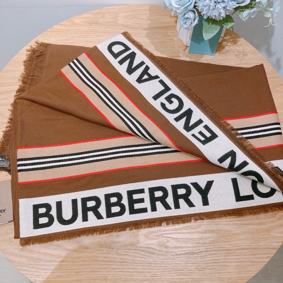 TW4004 巴寶莉 棕色圍巾 Burberry Ribbon Heritage Stripe 185 x 100cm Scarf Brown-2