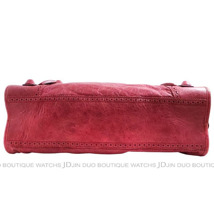 金鐸精品~2403 BALENCIAGA 巴黎世家 204529 CITY酒紅色小羊皮蕾絲款 手提肩背機車包-4