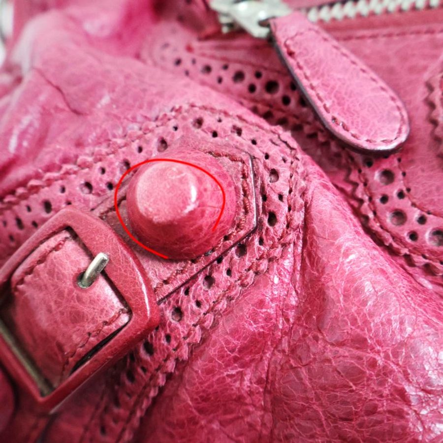 金鐸精品~2403 BALENCIAGA 巴黎世家 204529 CITY酒紅色小羊皮蕾絲款 手提肩背機車包-9