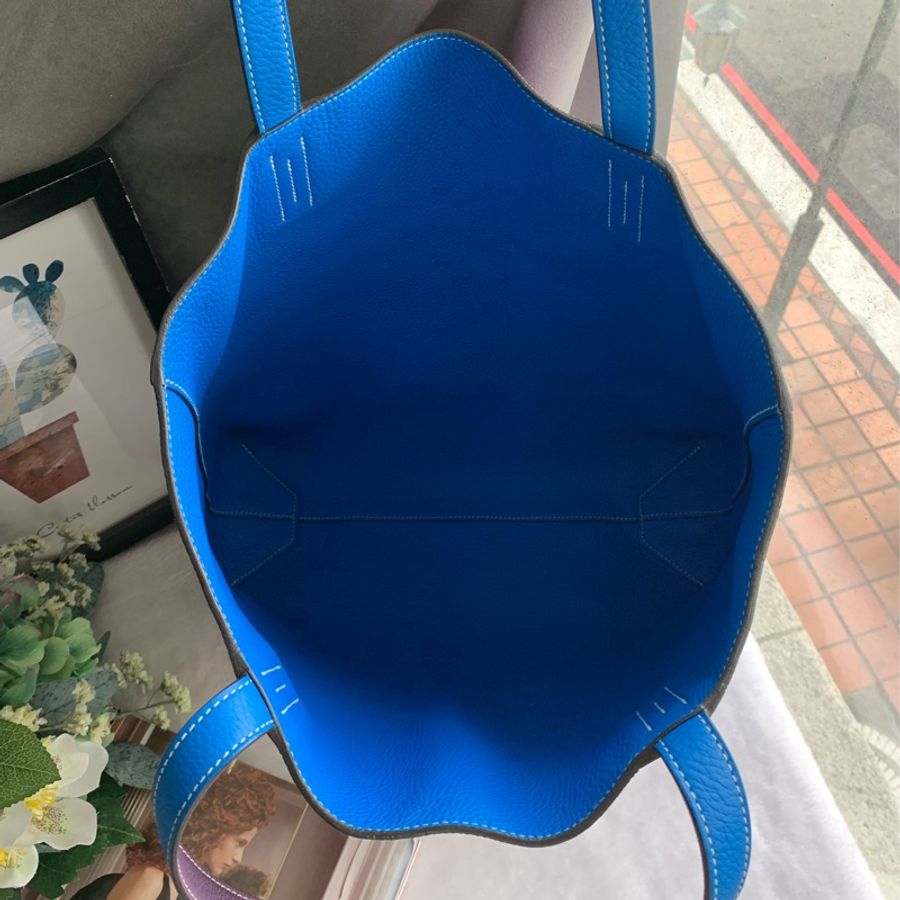 Hermes Double Bag 雙面雙色手提/側肩背包(紫色/藍色)-6