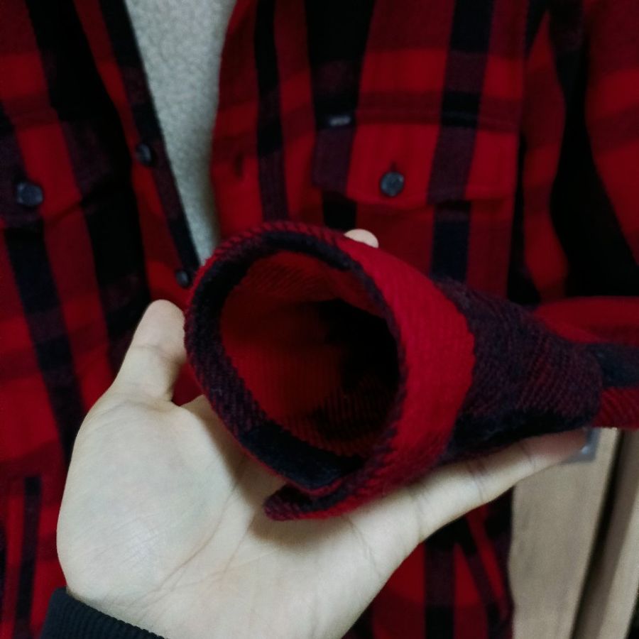 Polo Ralph Lauren RL 紅黑格紋 羊羔毛 刷毛外套 毛呢外套 男M-7