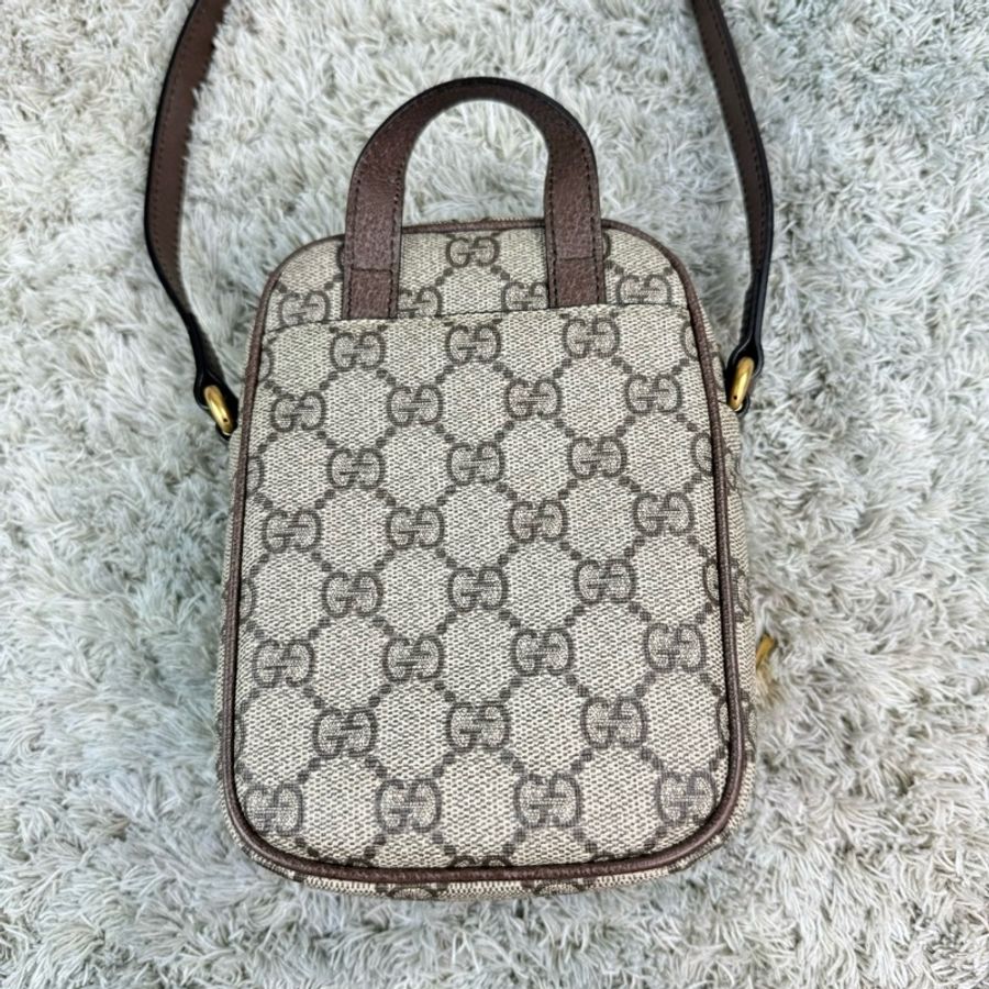 GUCCI 古馳 經典Ophidia GG印花帆布迷你相機包(卡其棕)-6