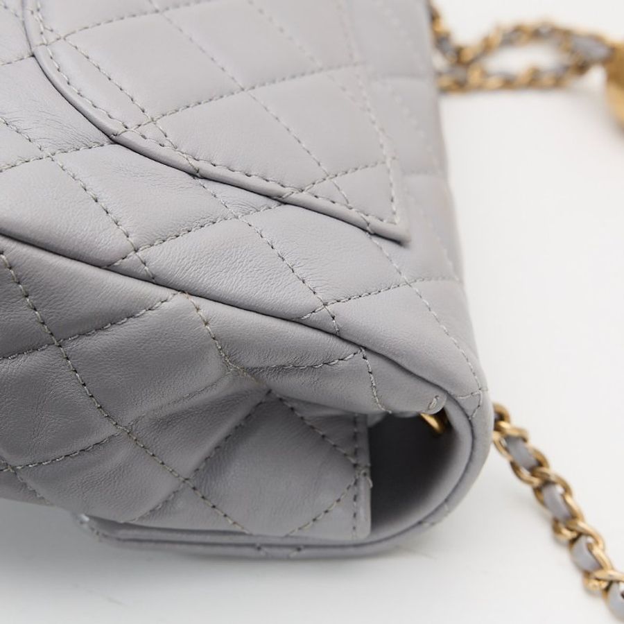 Chanel minicf20 灰色金球-12