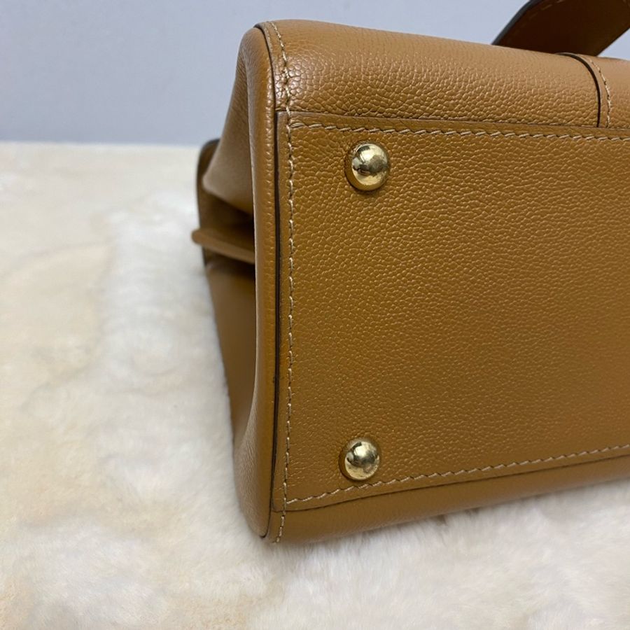 Delvaux mini brilliant焦糖色 手提單肩斜挎包-4