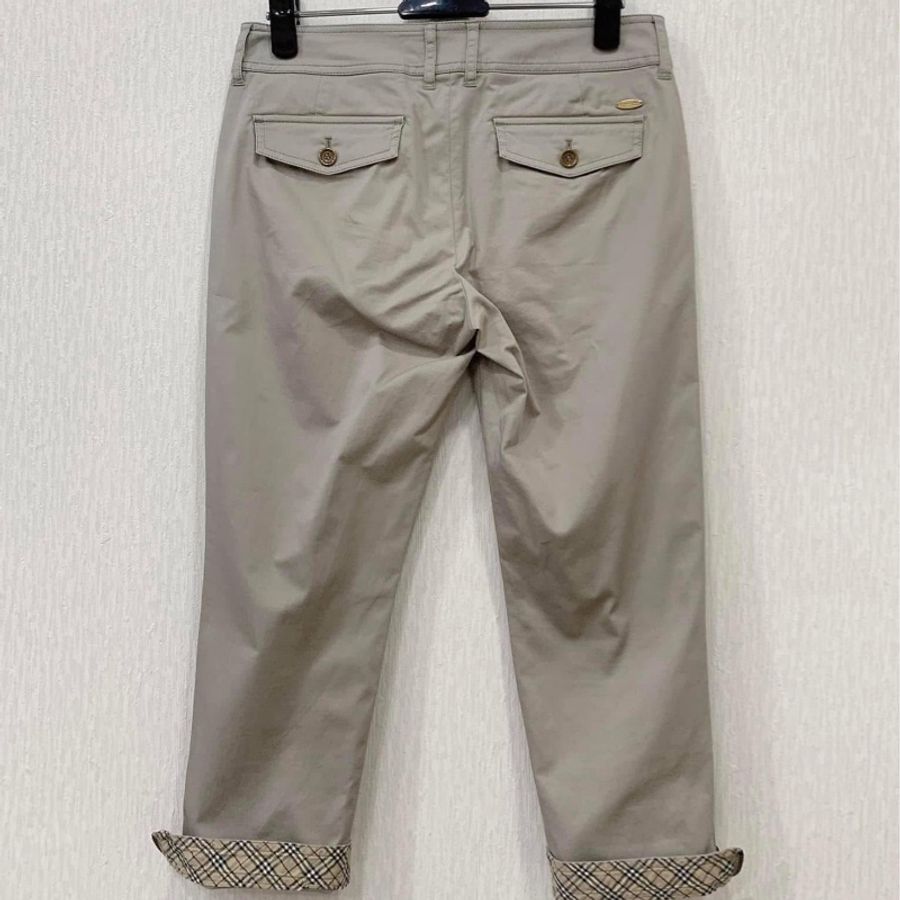 BURBERRY 藍標 拉鏈反折格紋休閒褲-2