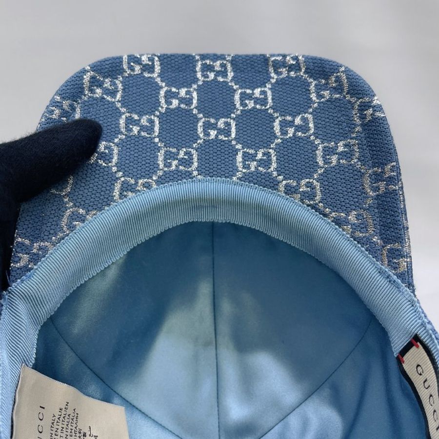 GUCCI 全新GG 金銀絲線棒球帽-5