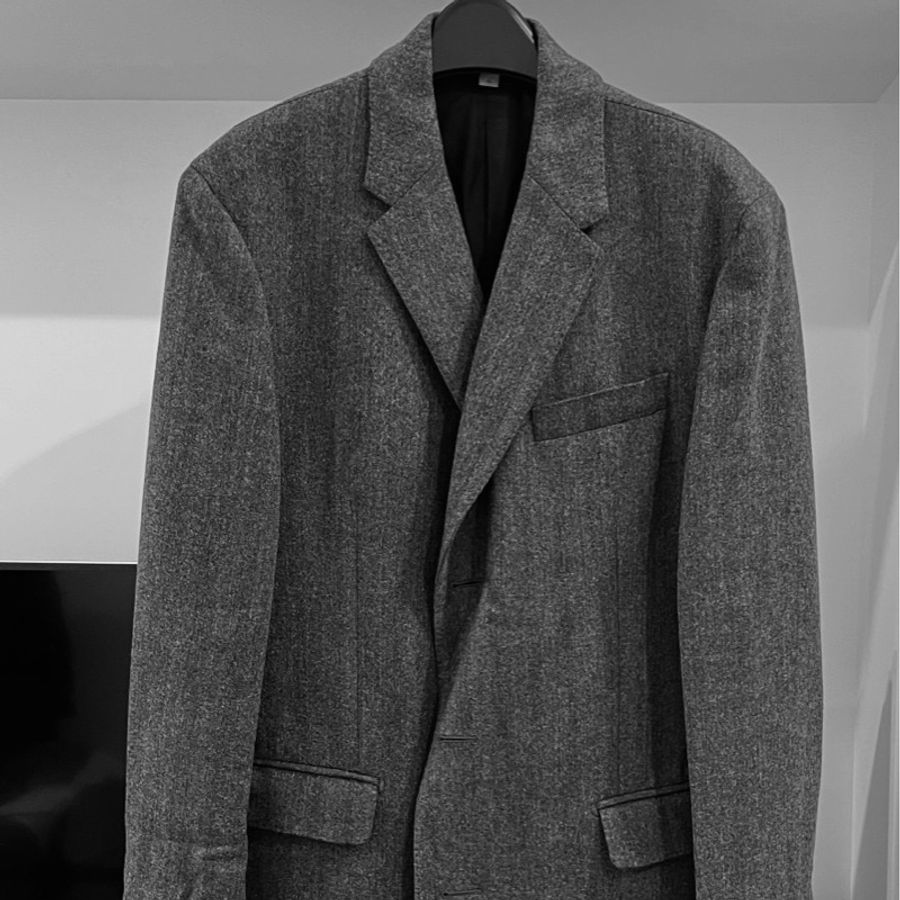 BURBERRY 深灰色 羊毛 長版西裝外套 大衣 長大衣 長風衣 外套 西外-0