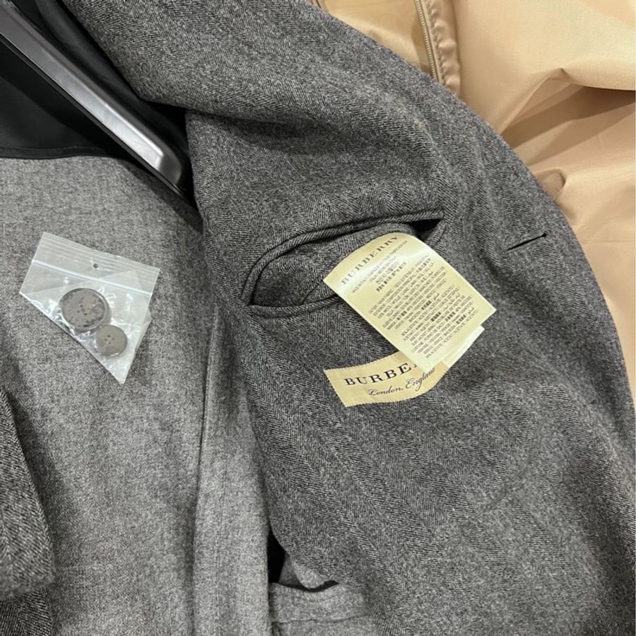 BURBERRY 深灰色 羊毛 長版西裝外套 大衣 長大衣 長風衣 外套 西外-3