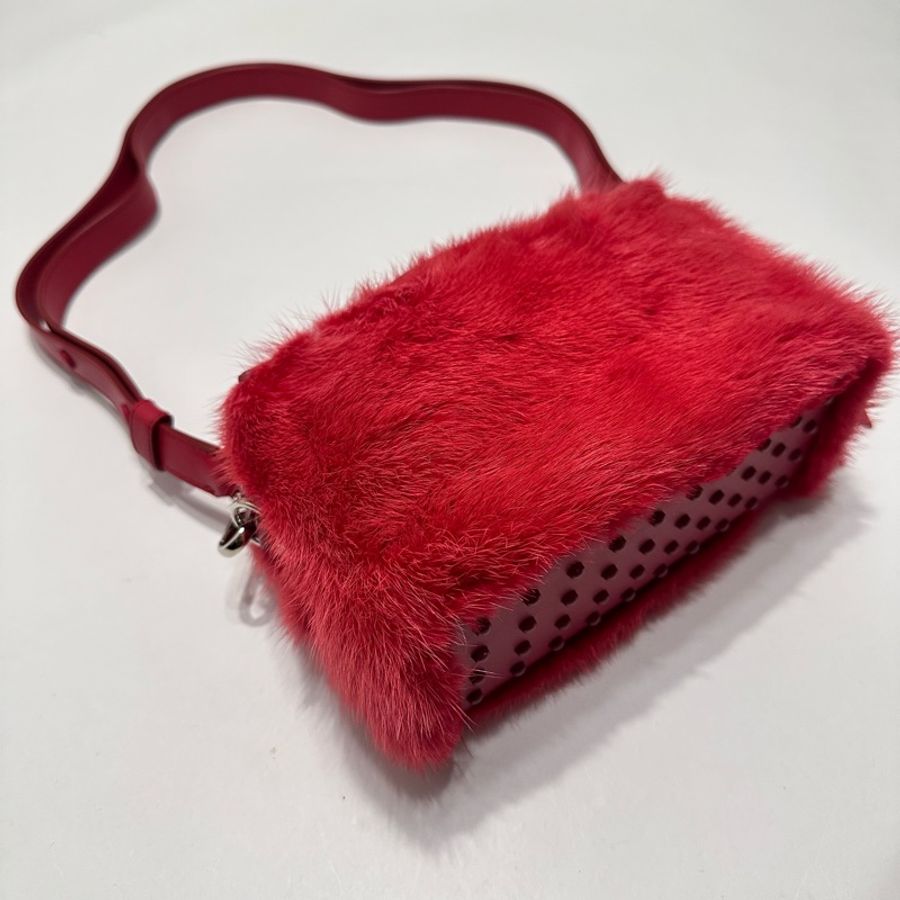 TOD’S 水貂毛兩用包 手提/肩背包(紅色)-2