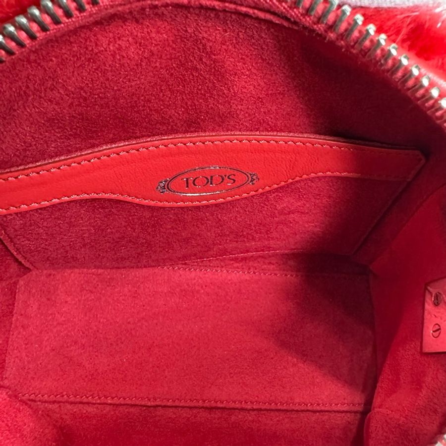 TOD’S 水貂毛兩用包 手提/肩背包(紅色)-16