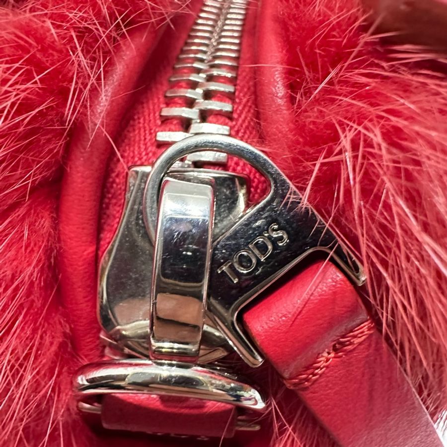TOD’S 水貂毛兩用包 手提/肩背包(紅色)-19