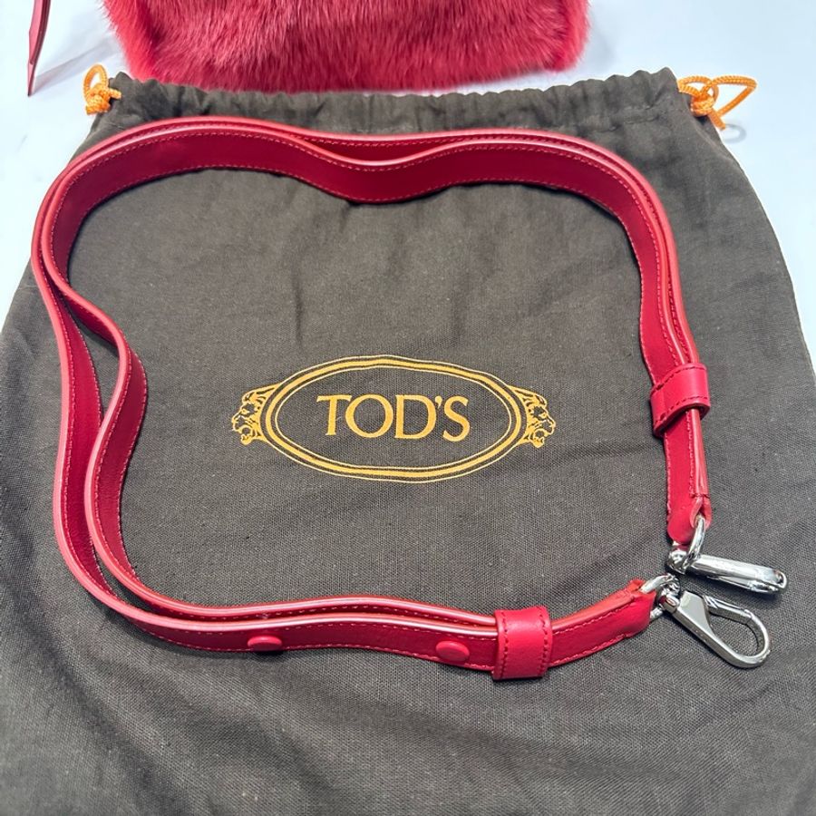 TOD’S 水貂毛兩用包 手提/肩背包(紅色)-23