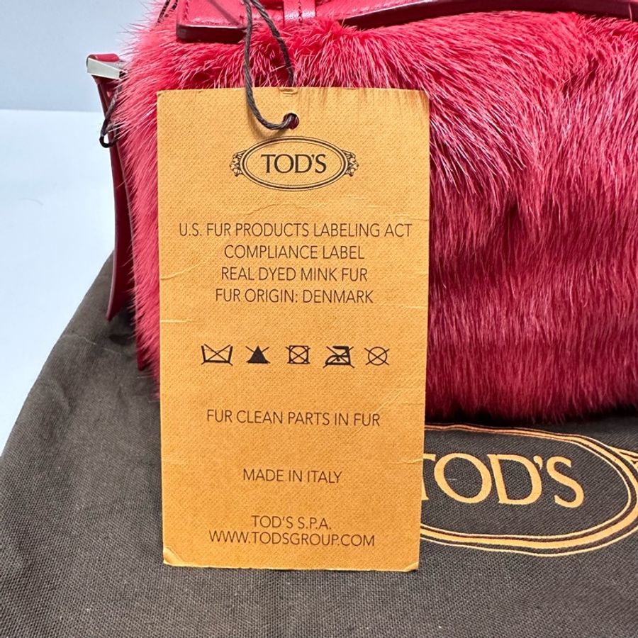 TOD’S 水貂毛兩用包 手提/肩背包(紅色)-28