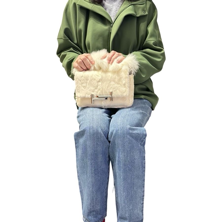 TOD’S 狐狸毛皮兩用包 手提/肩背包(白色)-3