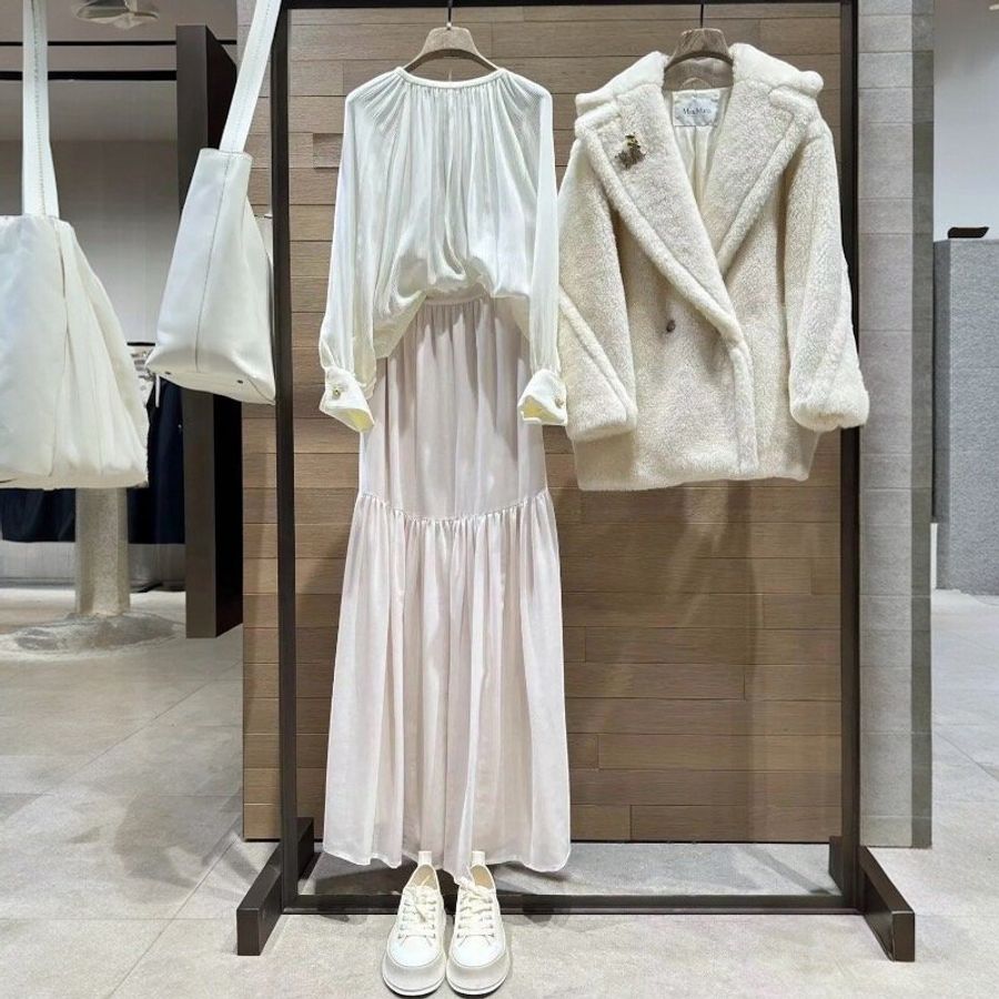 🧧限時降價🧧Max Mara 女款 Teddy OLGA 泰迪羊駝毛羊毛絲混紡短大衣 白色 XS/S/M(購買請訊息告知需要尺寸)-1
