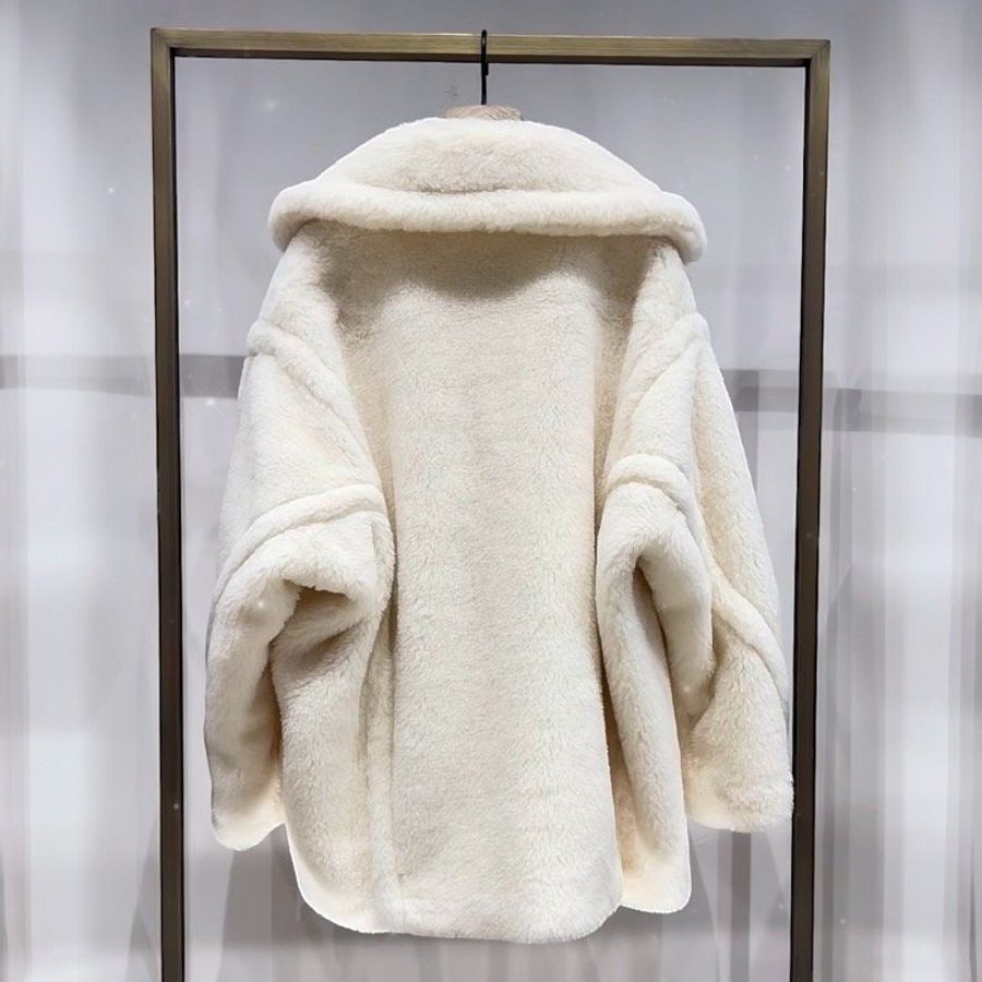 🧧限時降價🧧Max Mara 女款 Teddy OLGA 泰迪羊駝毛羊毛絲混紡短大衣 白色 XS/S/M(購買請訊息告知需要尺寸)-5