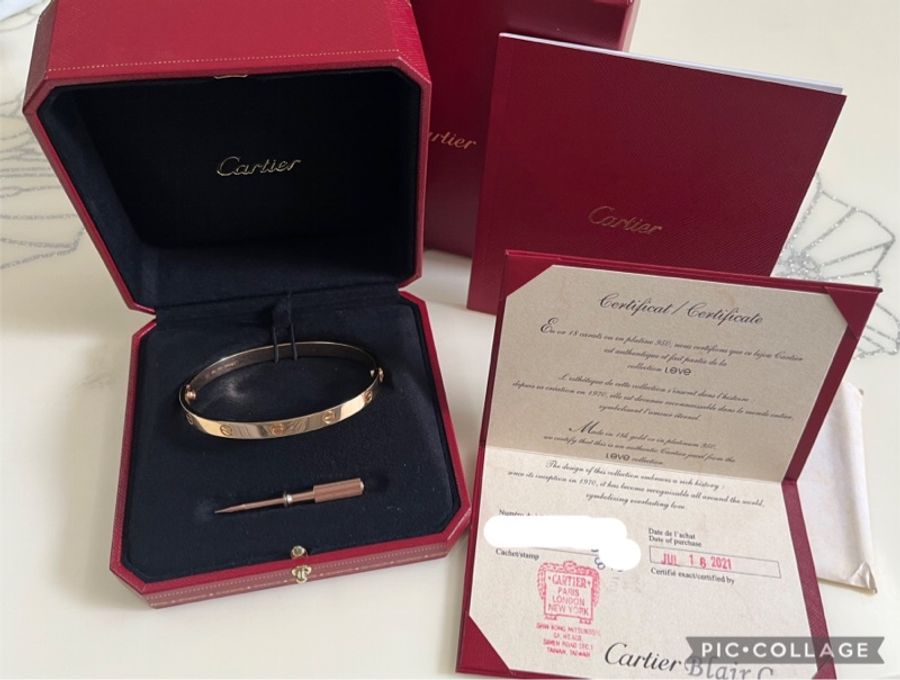 卡地亞 Cartier love 寬版 手環 手鐲 玫瑰金 20號-5