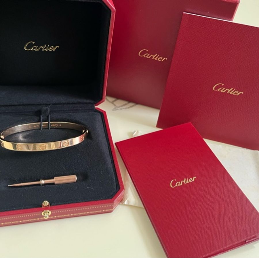 卡地亞 Cartier love 寬版 手環 手鐲 玫瑰金 20號-7
