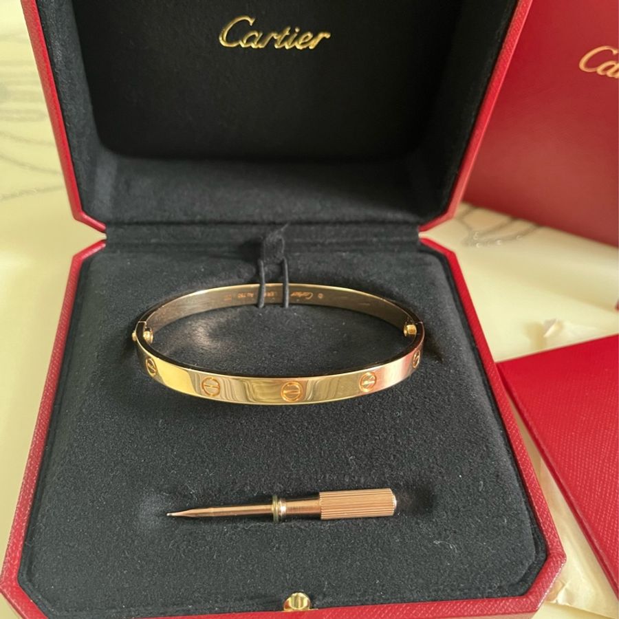 卡地亞 Cartier love 寬版 手環 手鐲 玫瑰金 20號-8