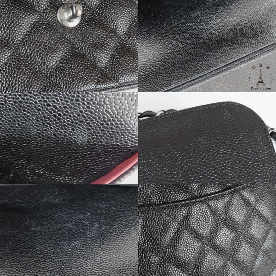 【巴黎站二手名牌專賣店】*現貨*CHANEL香奈兒真品*黑荔枝牛皮JUMBO 30銀雙C 斜背肩背鍊包-7
