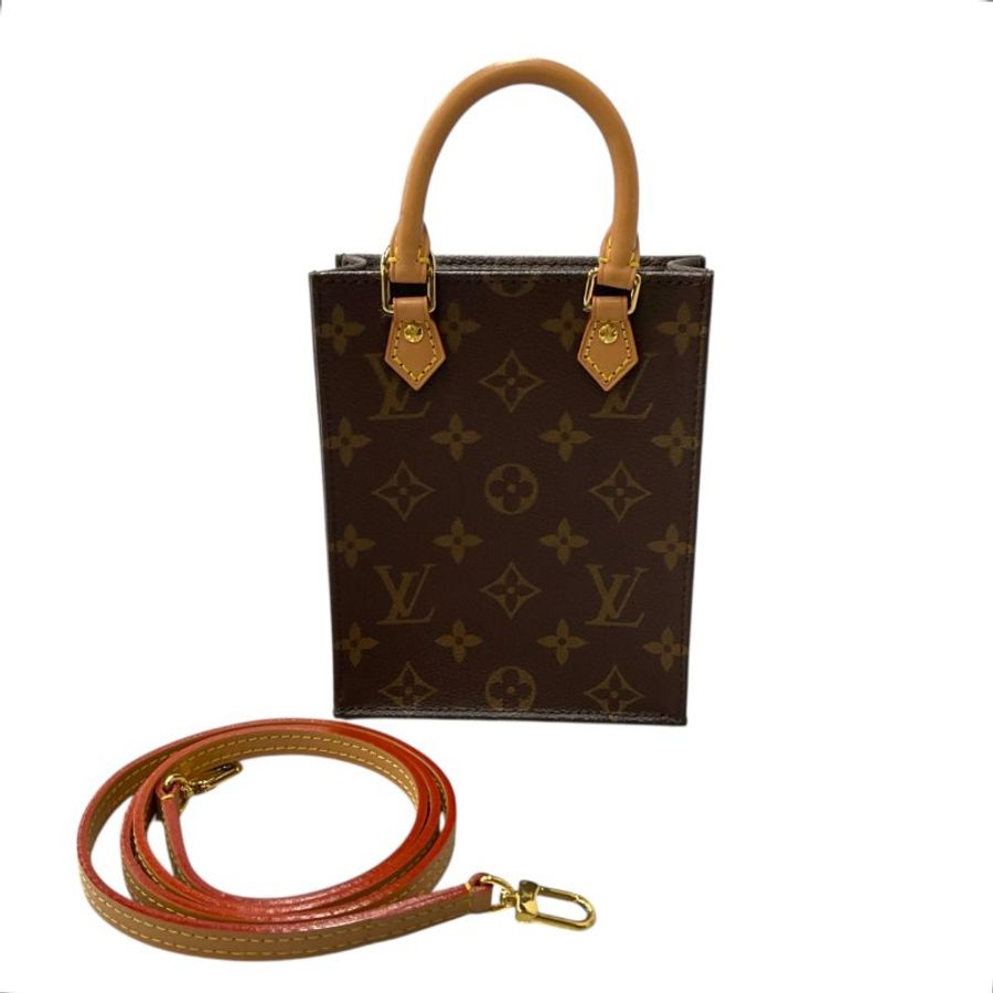 Louis Vuitton 路易威登 Petit Sac Plat 2-way Monogram 帆布 棕色 手提包-0