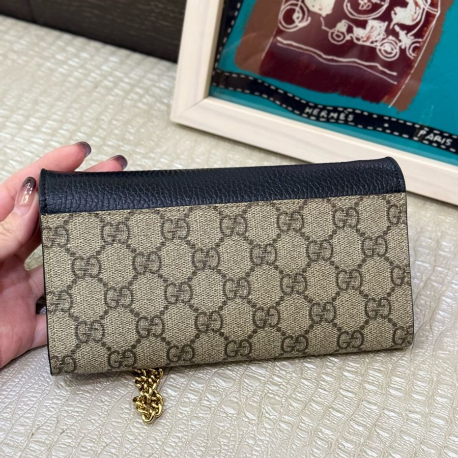 Gucci pvc 黑牛皮金釦12卡 woc-4