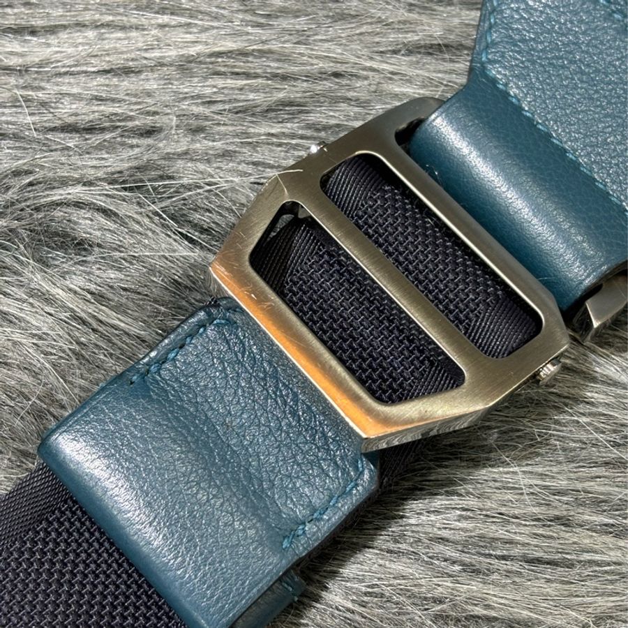 HERMES CITYSLIDE CROSS 藍色荔枝牛皮銀釦 肩背包腰包霹靂包胸口包-13