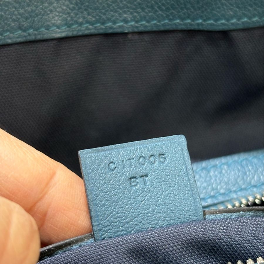 HERMES CITYSLIDE CROSS 藍色荔枝牛皮銀釦 肩背包腰包霹靂包胸口包-37