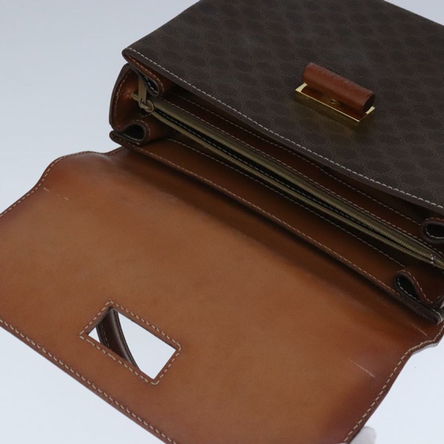 【日本直送】CELINE Macadam帆布手提包 PVC皮革 2way Brown Gold Auth 100655-8