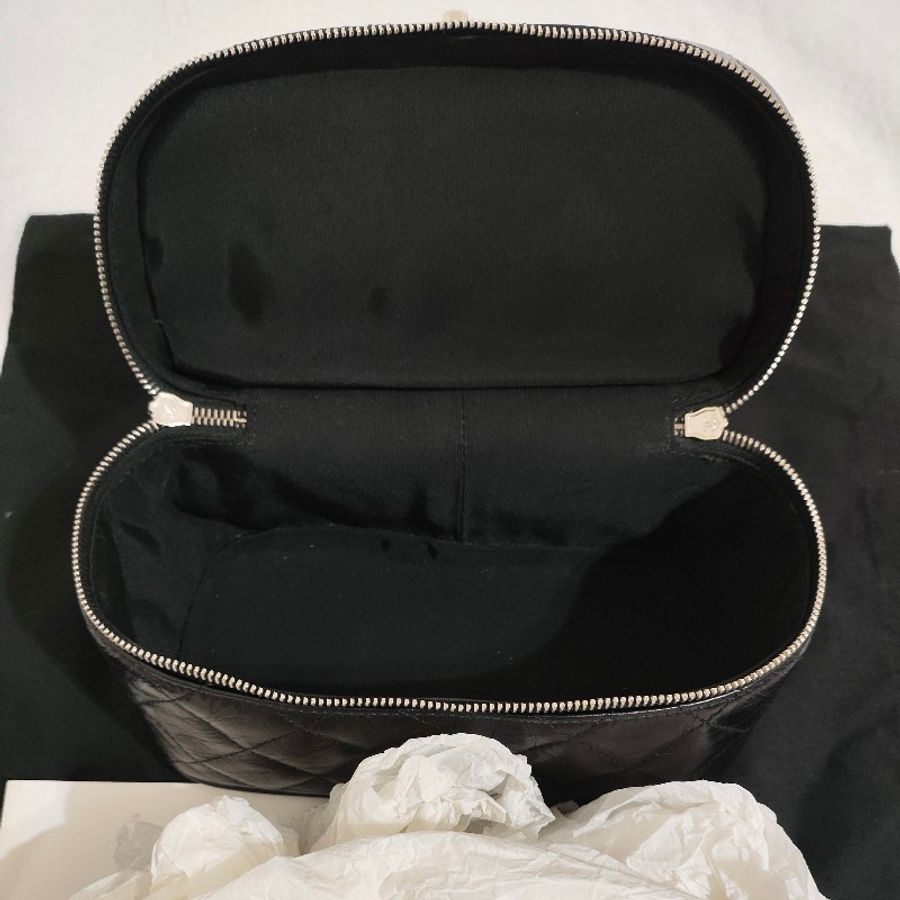 Chanel 黑銀油蠟牛皮拼接PVC側背包 透明果凍包-8