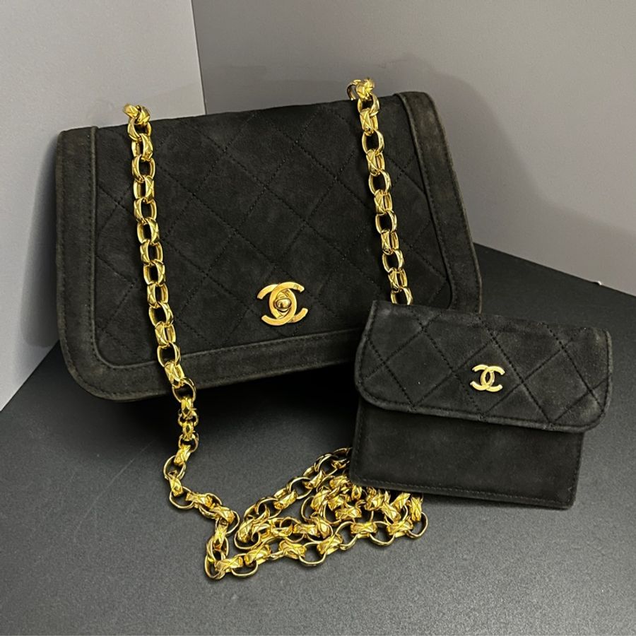(24K真黃金鏈) Chanel 黛妃 子母包 「極稀有」 單肩+斜背+腋下包-1