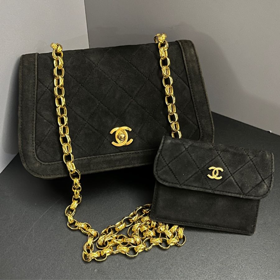 (24K真黃金鏈) Chanel 黛妃 子母包 「極稀有」 單肩+斜背+腋下包-33