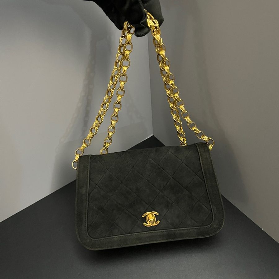 (24K真黃金鏈) Chanel 黛妃 子母包 「極稀有」 單肩+斜背+腋下包-34