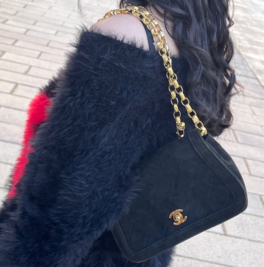 (24K真黃金鏈) Chanel 黛妃 子母包 「極稀有」 單肩+斜背+腋下包-2