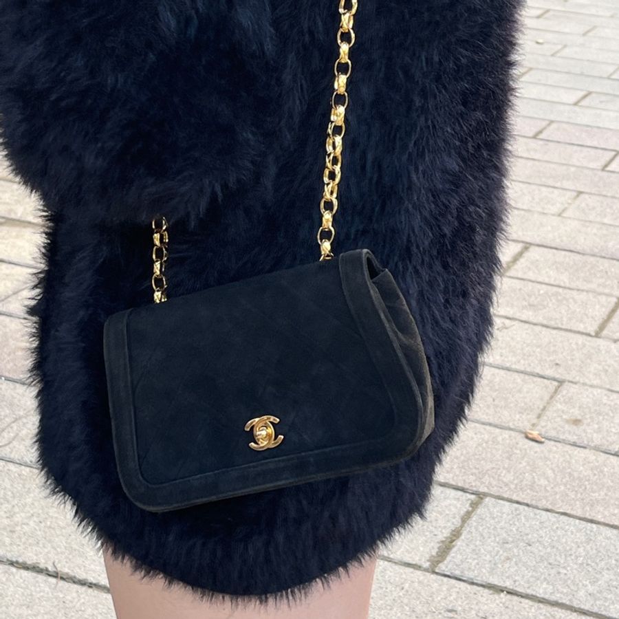(24K真黃金鏈) Chanel 黛妃 子母包 「極稀有」 單肩+斜背+腋下包-4