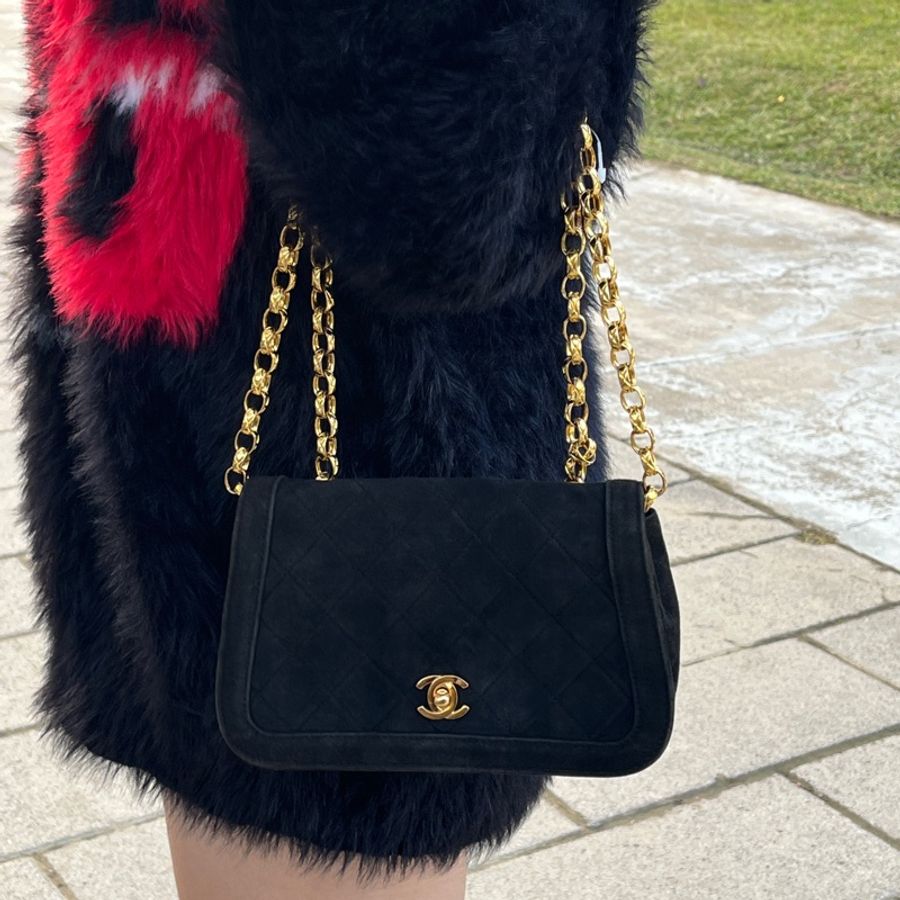 (24K真黃金鏈) Chanel 黛妃 子母包 「極稀有」 單肩+斜背+腋下包-5