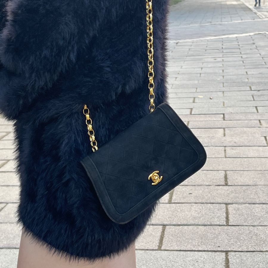 (24K真黃金鏈) Chanel 黛妃 子母包 「極稀有」 單肩+斜背+腋下包-38