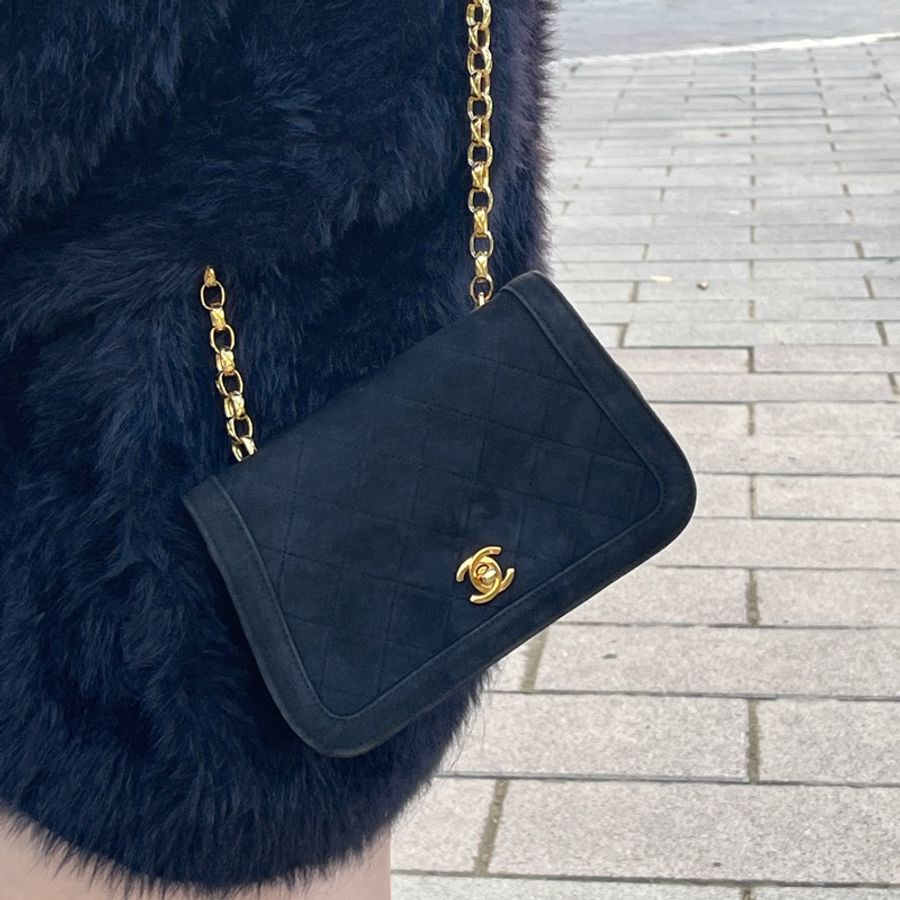(24K真黃金鏈) Chanel 黛妃 子母包 「極稀有」 單肩+斜背+腋下包-39