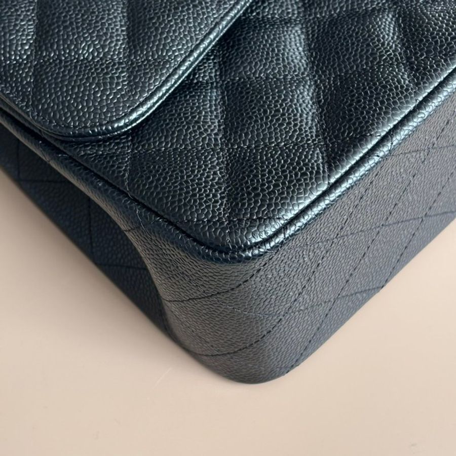 ::CHANEL:: 黑銀荔枝牛皮JUMBO 30 肩背鏈包-3