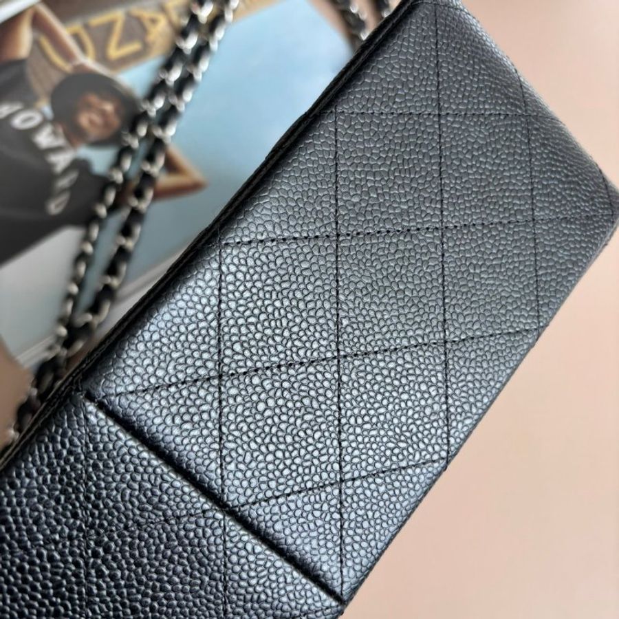 ::CHANEL:: 黑銀荔枝牛皮JUMBO 30 肩背鏈包-6
