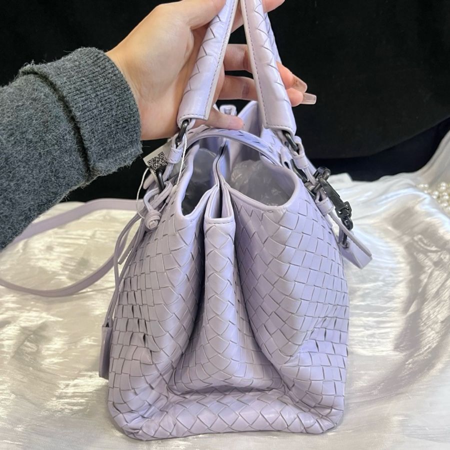 Bottega Veneta ROMA BV編織小號羅馬兩用包 薰衣草紫-9