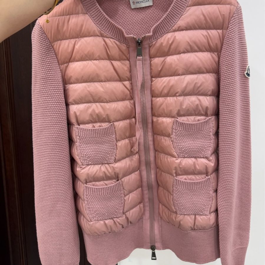 MONCLER 經典薄款 粉 羊毛 針織外套 輕羽絨 羽絨外套 外套-14