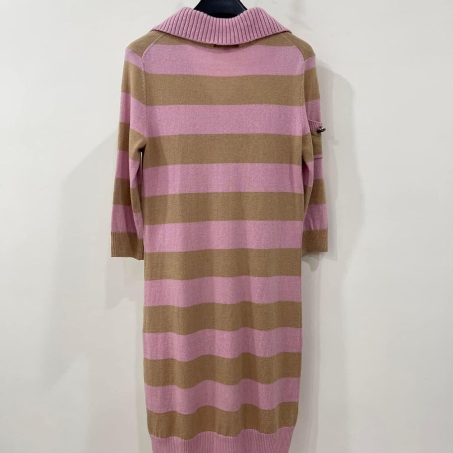 BURBERRY 藍標 帶領橫條棉毛洋裝-1