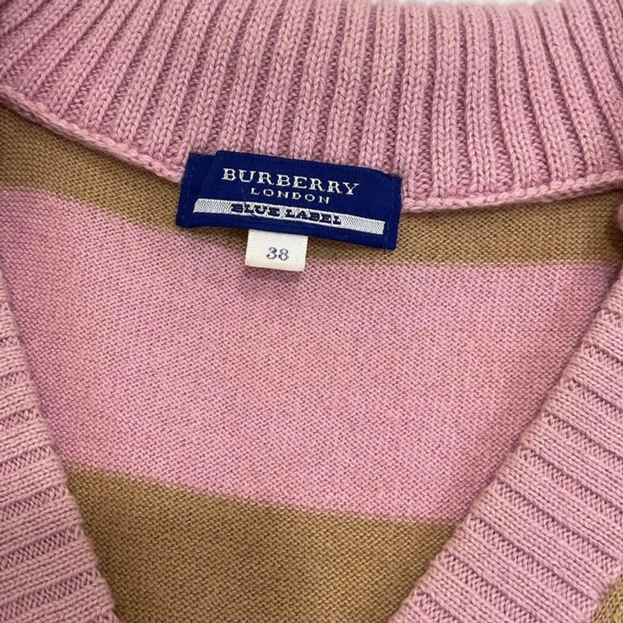 BURBERRY 藍標 帶領橫條棉毛洋裝-7