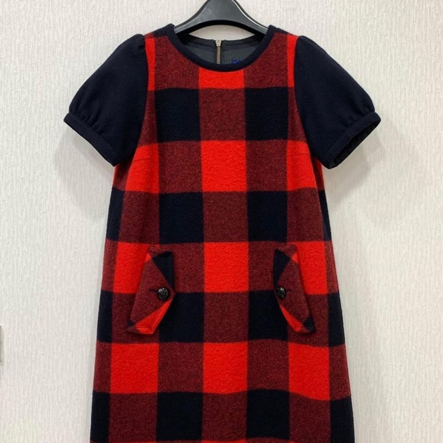 BURBERRY 藍標 格紋口袋毛料洋裝-0