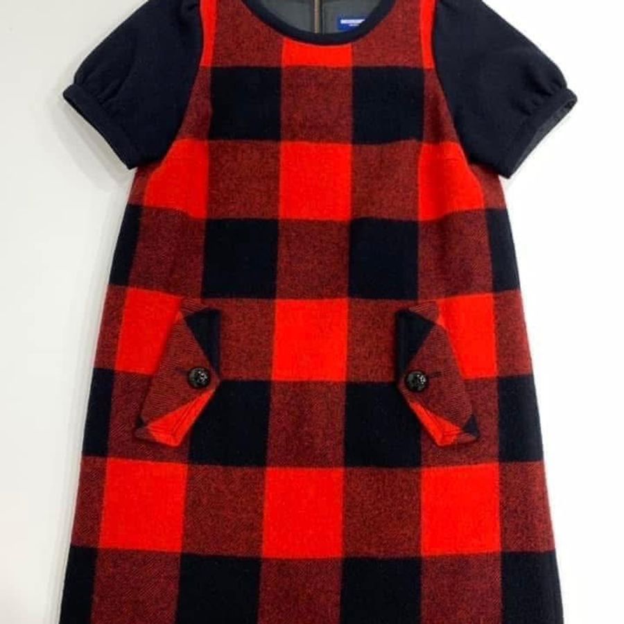 BURBERRY 藍標 格紋口袋毛料洋裝-6